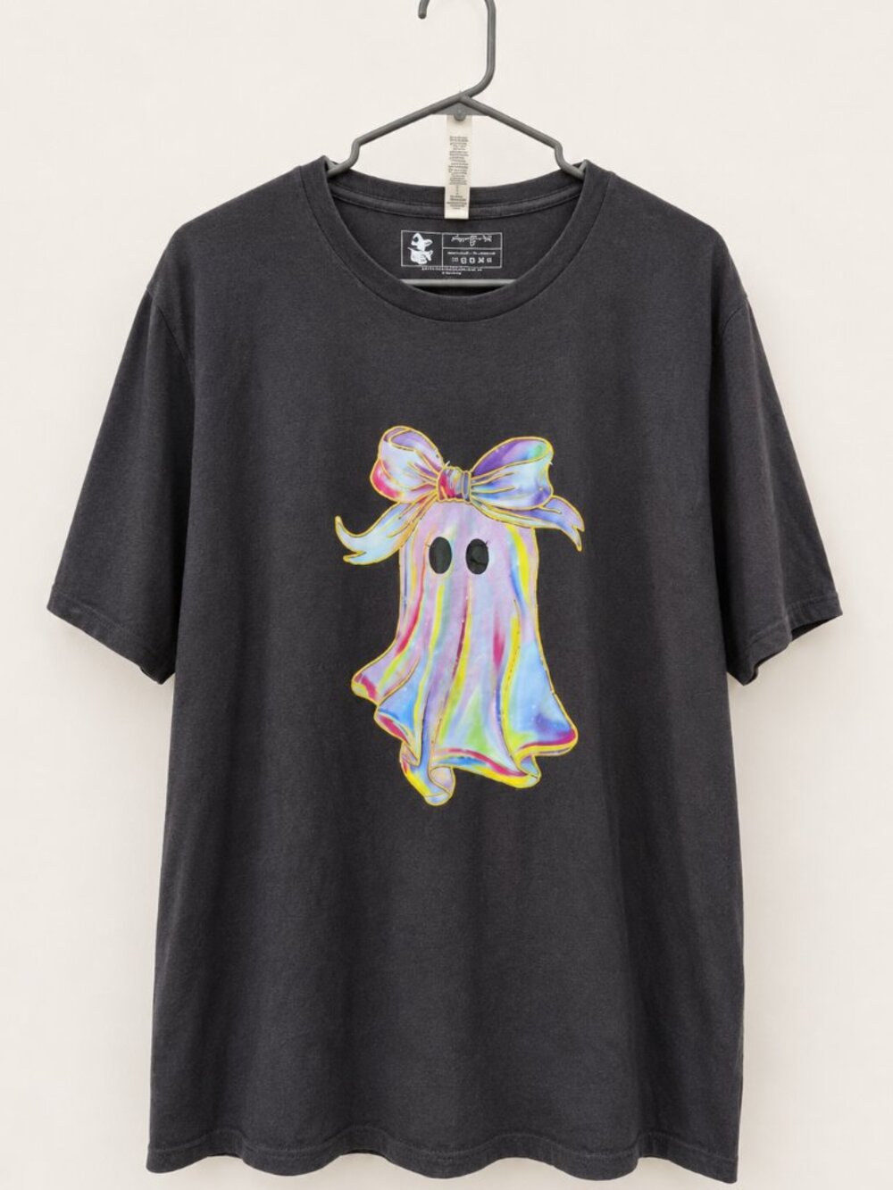 Dark Grey Whimsi-Rainbow Ghostie T-Shirt Size L